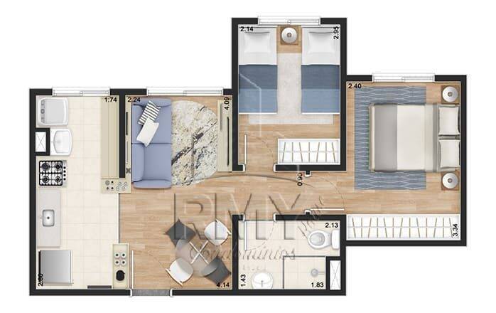 Apartamento à venda com 2 quartos, 41m² - Foto 3