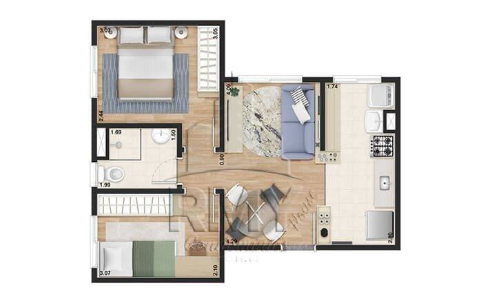 Apartamento à venda com 2 quartos, 41m² - Foto 2