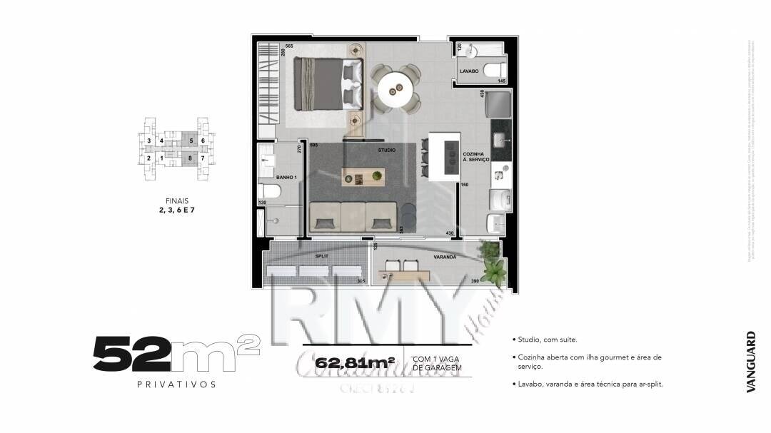 Apartamento à venda com 1 quarto, 52m² - Foto 3