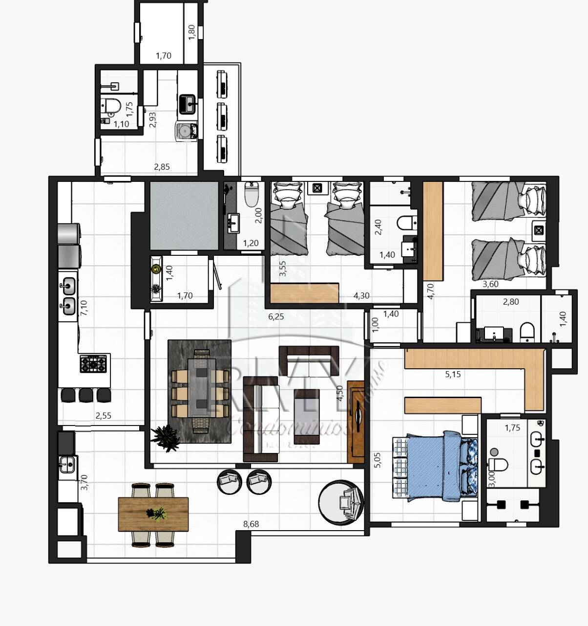 Apartamento à venda com 3 quartos, 165m² - Foto 4