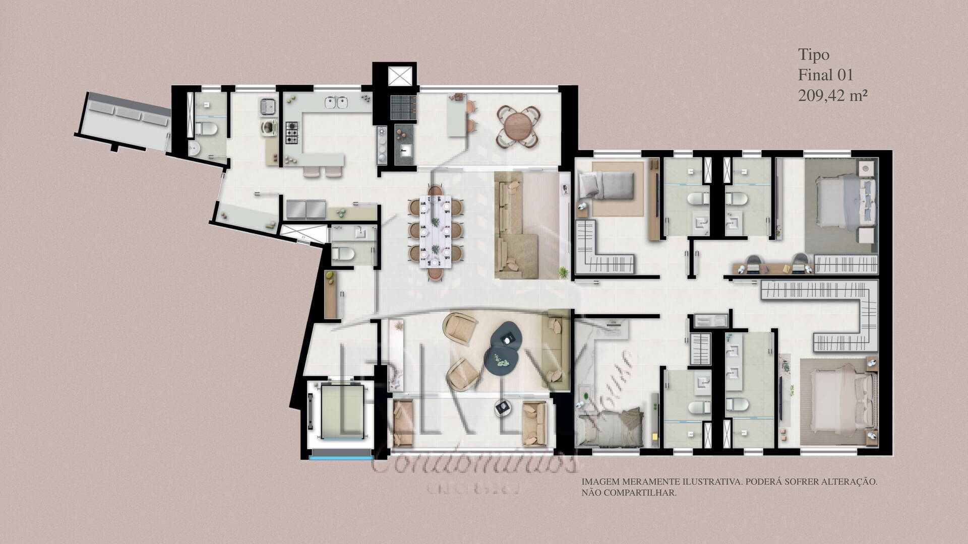 Apartamento à venda com 4 quartos, 209m² - Foto 12